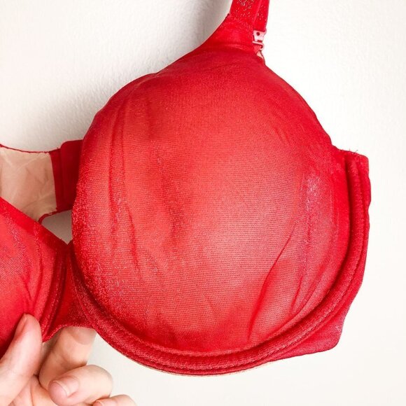 Victoria's Secret Lined Perfect Coverage Metallic Glittery Red Bra 32DD - Picture 4 of 7